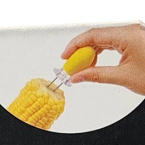 Gourmet Club 6 Pc Corn Set 3‎ Corn Holders & 3 Serving Trays